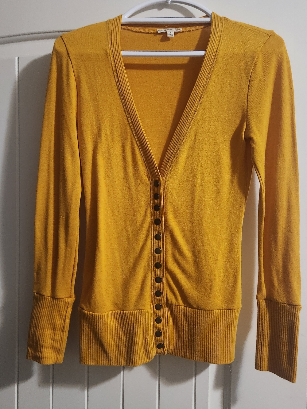 Zenana Outfitters Yellow Button-Front V-Neck Cardigan